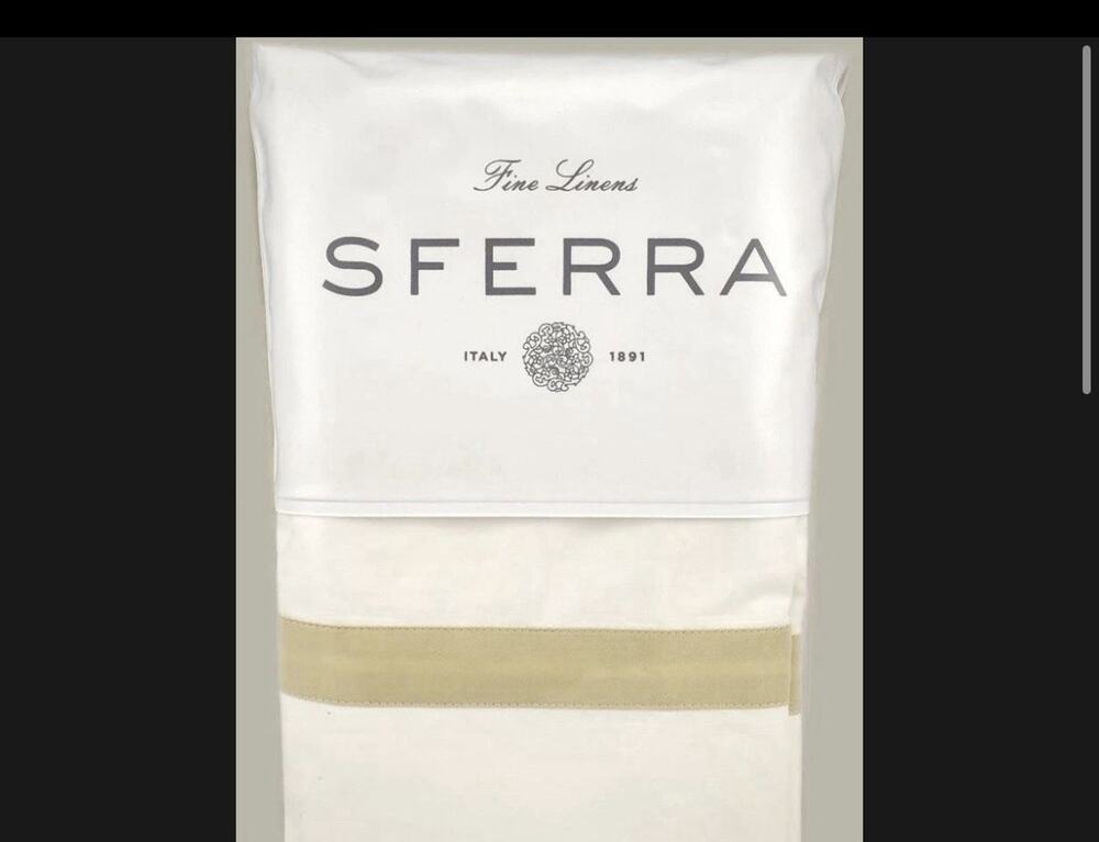 Sferra Estate 2520 Long Staple Cotton Percal ONE BOUDOIR Pillowsham White / Sand